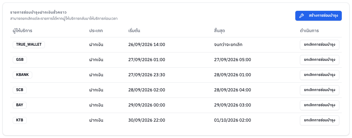 รายการซ่อมบำรุง