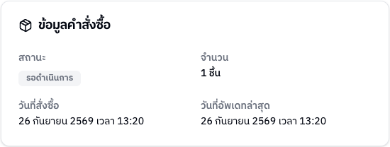 การ์ดข้อมูลคำสั่งซื้อ