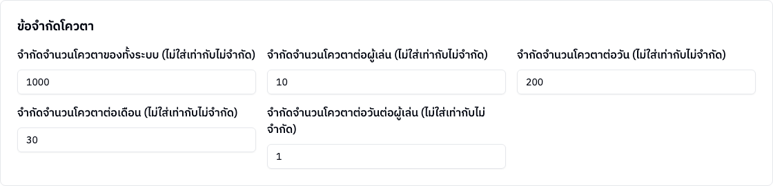 การ์ดข้อจำกัดโควตา