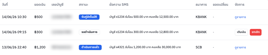 ตารางรายการ
