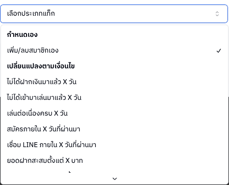 ตัวเลือกประเภทแท็ก